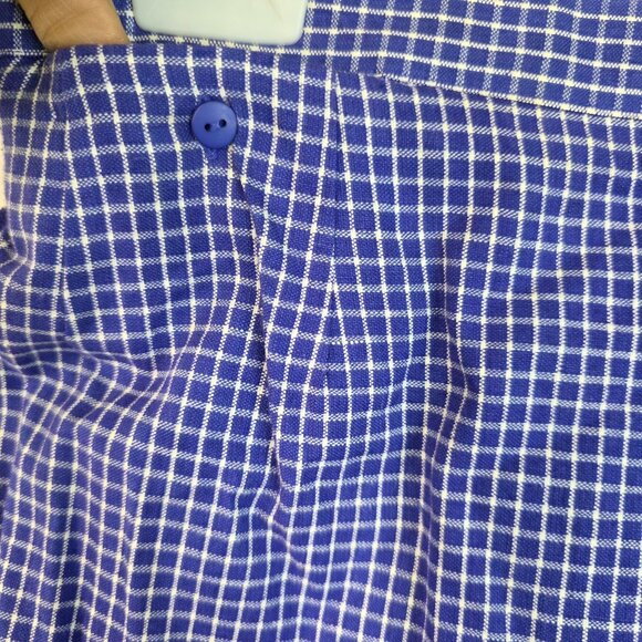 Susan Bristol 1980s Size 8 Pleated Wrap Skort Blue White Plaid Deadstock - Picture 9 of 11